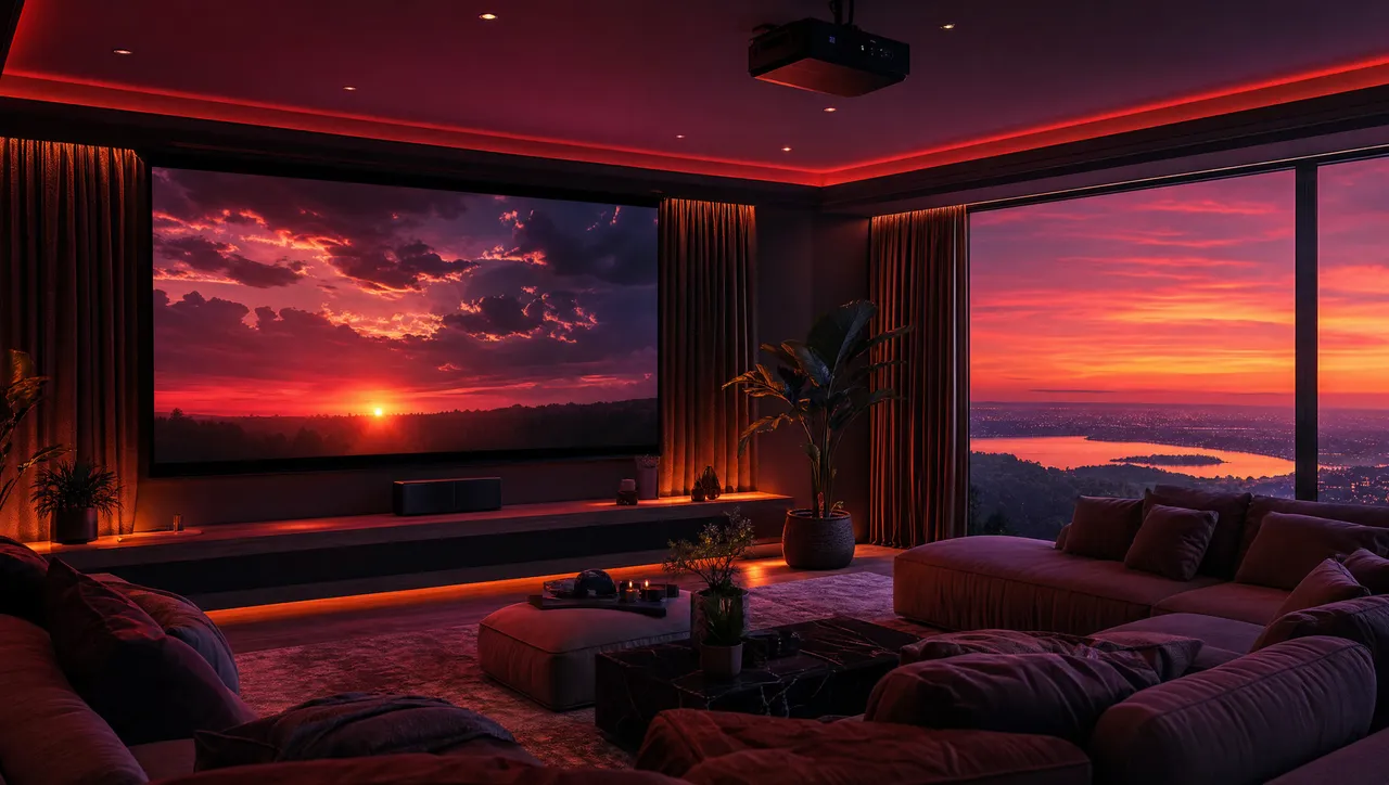 Cine en casa acogedor, que ilustra cómo elegir la mejor IPTV para disfrutar del deporte y el cine en casa